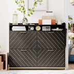 Rustic Brown 4-Door Flip Shoe Storage Cabinet