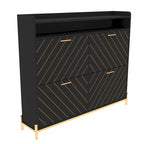 Rustic Brown 4-Door Flip Shoe Storage Cabinet