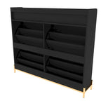 Rustic Brown 4-Door Flip Shoe Storage Cabinet