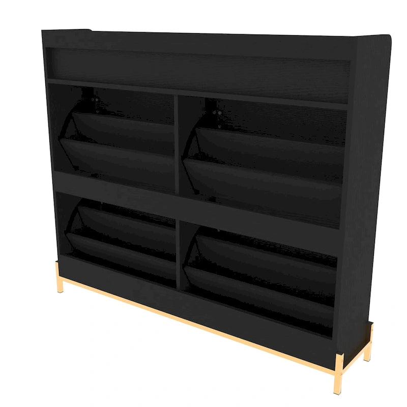 Rustic Brown 4-Door Flip Shoe Storage Cabinet