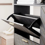 Rustic Brown 4-Door Flip Shoe Storage Cabinet