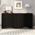 White 4-Door Cabinet with Vertical Stripe and Wavy Design