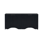 White 4-Door Cabinet with Vertical Stripe and Wavy Design