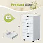 7-Drawer Mobile File Cabinet - Rolling Wheels - Black or White