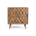 Natural Brown Mango Wood 3-Drawer Chest with 3D Weave