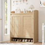 Natural Rattan 2-Door Shoe Storage Cabinet