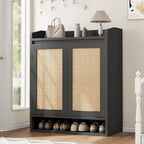 Natural Rattan 2-Door Shoe Storage Cabinet