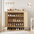 Natural Rattan 2-Door Shoe Storage Cabinet