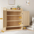 Natural Rattan 2-Door Shoe Storage Cabinet
