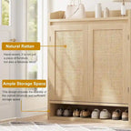 Natural Rattan 2-Door Shoe Storage Cabinet