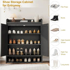 Natural Rattan 2-Door Shoe Storage Cabinet