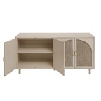 Natural Rattan 4-Door Storage Cabinet for Living Room