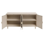 Natural Rattan 4-Door Storage Cabinet for Living Room