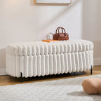 Gray 49" Storage Ottoman Bench with Metal Legs