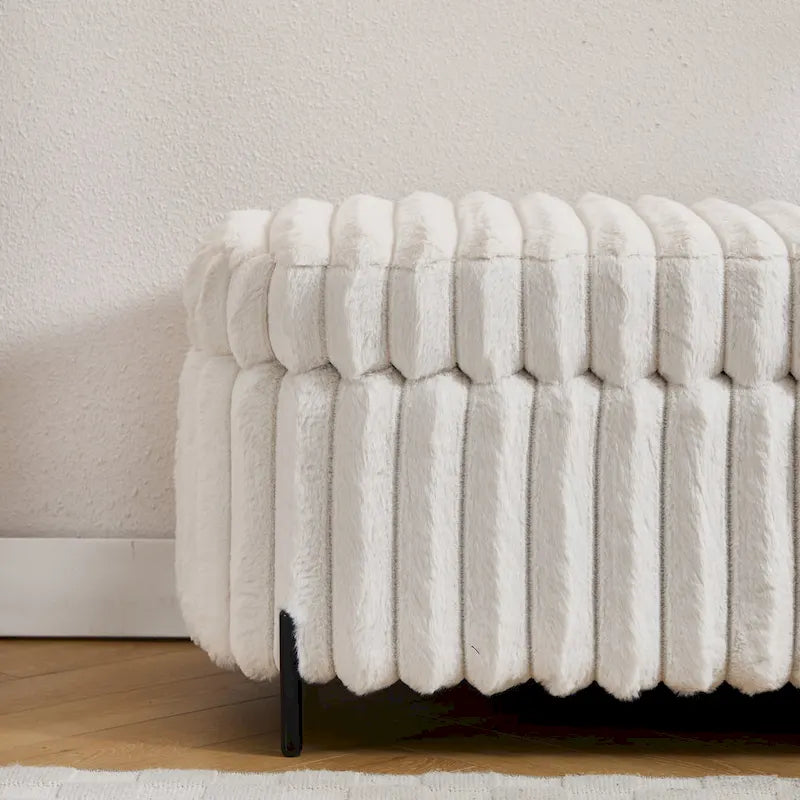 Gray 49" Storage Ottoman Bench with Metal Legs