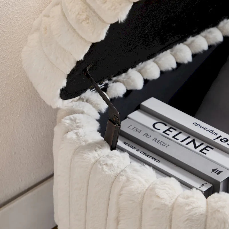 Gray 49" Storage Ottoman Bench with Metal Legs