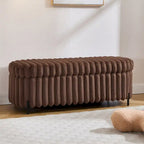 Gray 49" Storage Ottoman Bench with Metal Legs