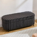 Gray 49" Storage Ottoman Bench with Metal Legs