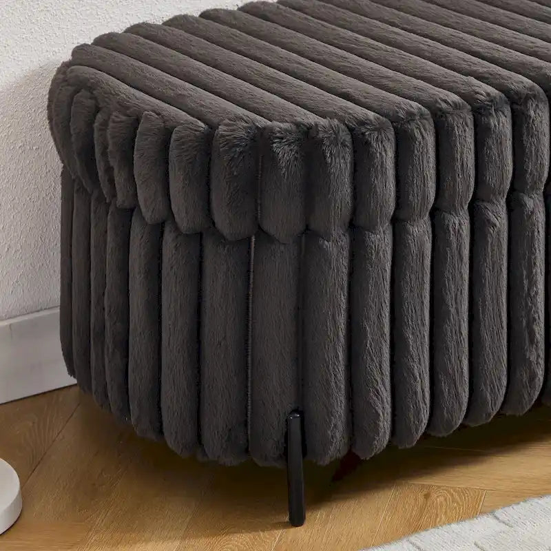 Gray 49" Storage Ottoman Bench with Metal Legs