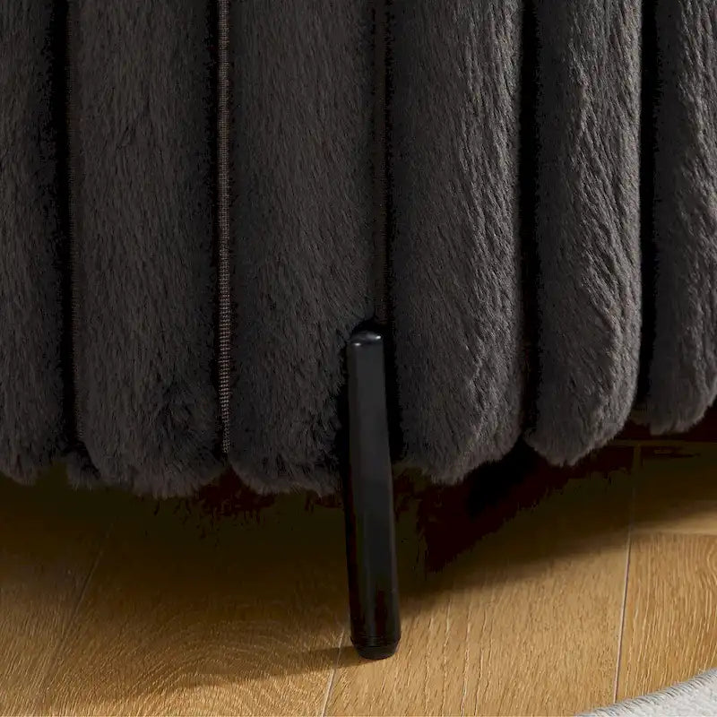 Gray 49" Storage Ottoman Bench with Metal Legs