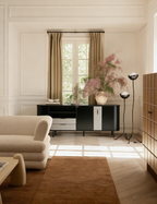 White and Wood 55" Storage Cabinet with Cup Holders