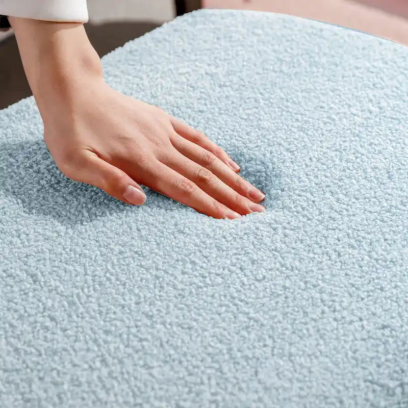 Blue Storage Ottoman Bench - Pleated Design - Gold Metal Legs