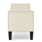 Cream Velvet Tufted Storage Bench with Armrests
