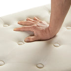 Cream Velvet Tufted Storage Bench with Armrests