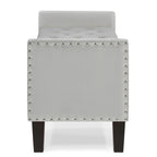 Cream Velvet Tufted Storage Bench with Armrests