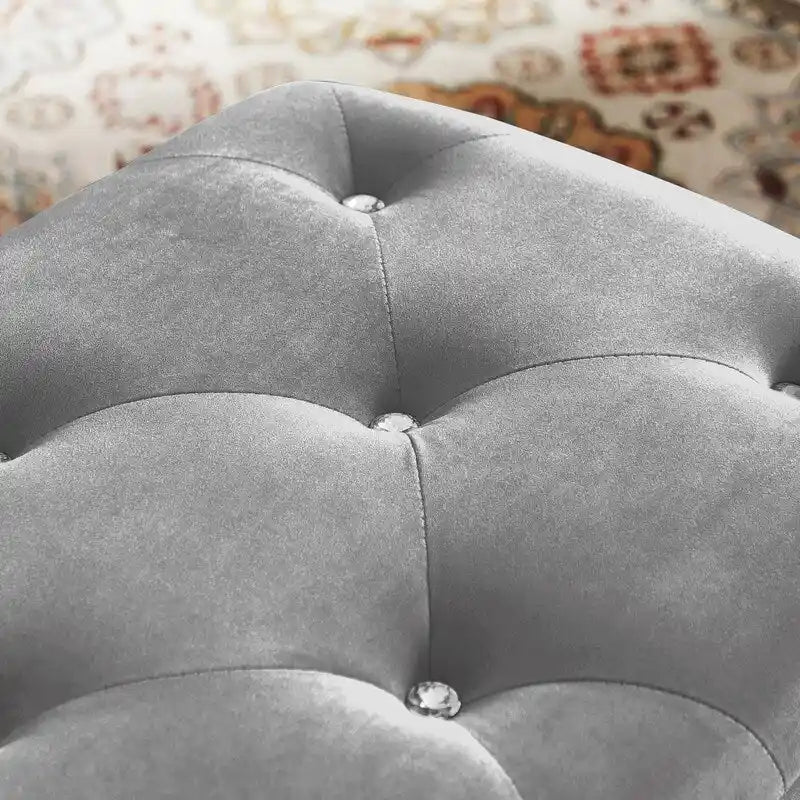 Tufted Storage Bench with Flip-Top and Metal Feet