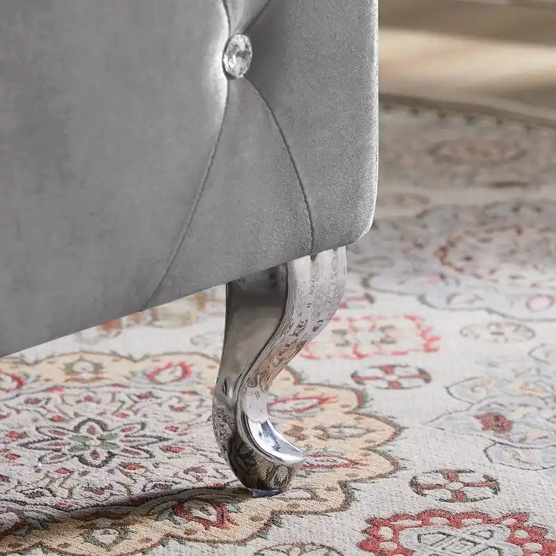 Tufted Storage Bench with Flip-Top and Metal Feet