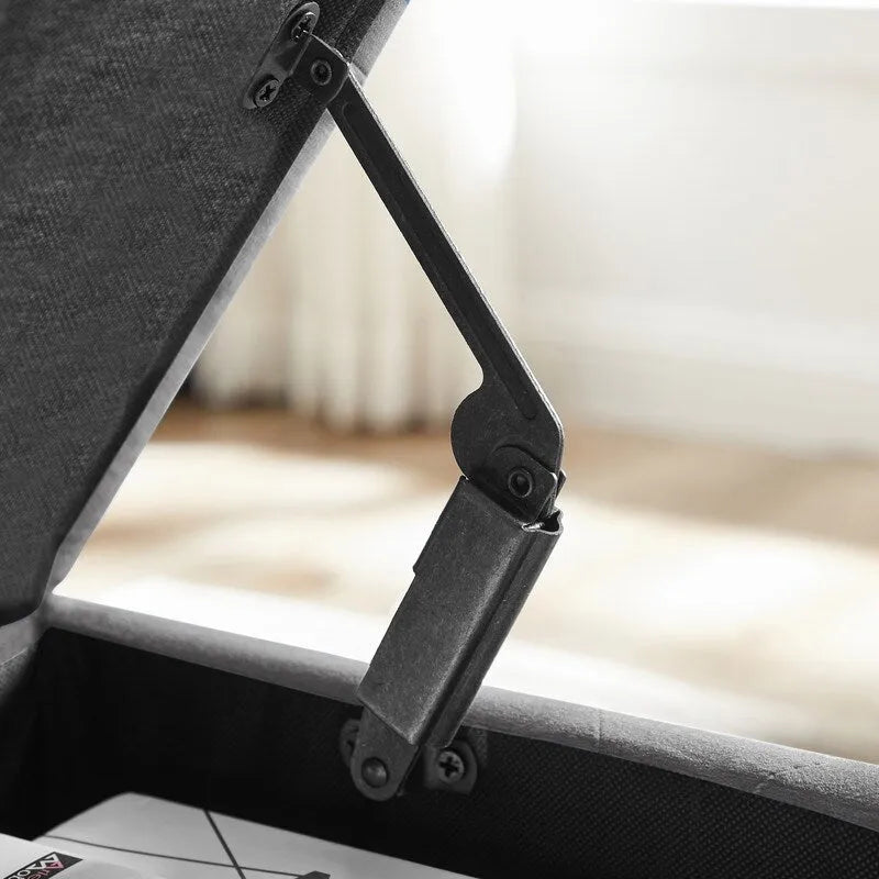 Tufted Storage Bench with Flip-Top and Metal Feet