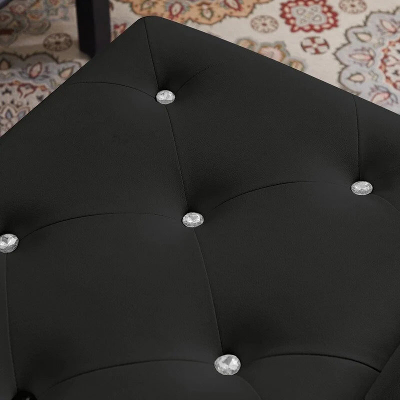 Tufted Storage Bench with Flip-Top and Metal Feet