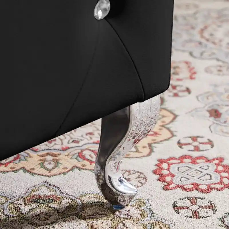 Tufted Storage Bench with Flip-Top and Metal Feet