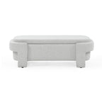Beige Linen Upholstered Storage Bench with Turned Legs