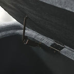 Beige Linen Upholstered Storage Bench with Turned Legs