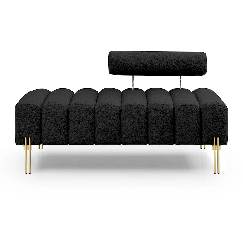 White Sherpa Upholstered Bench with Adjustable Backrest