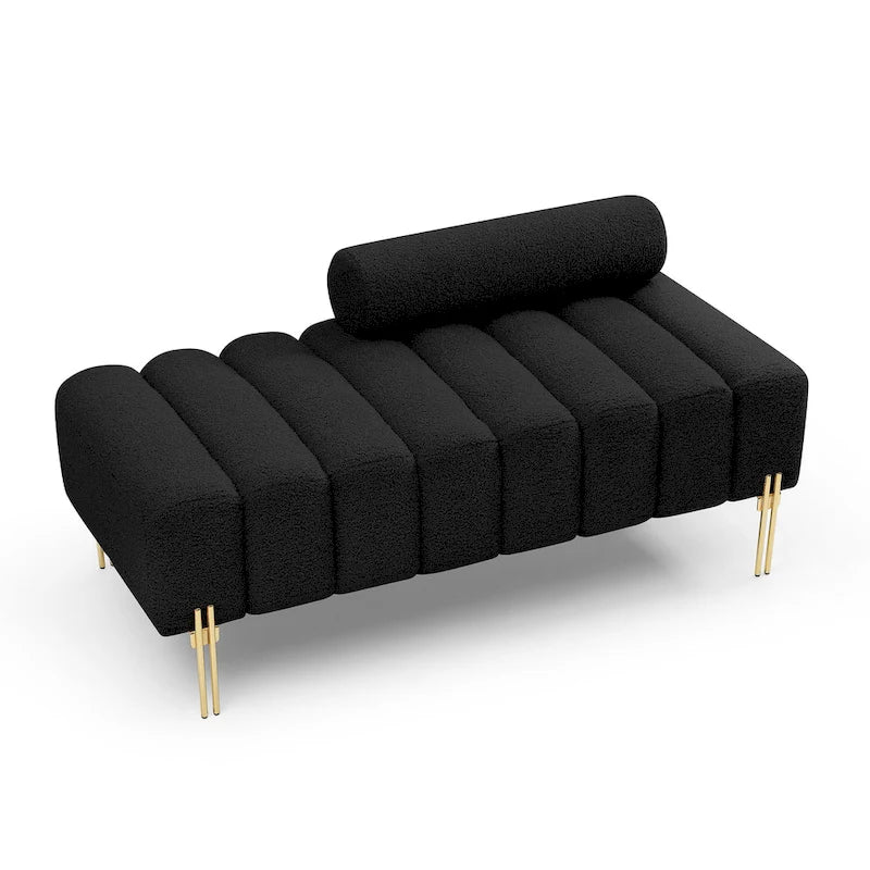 White Sherpa Upholstered Bench with Adjustable Backrest