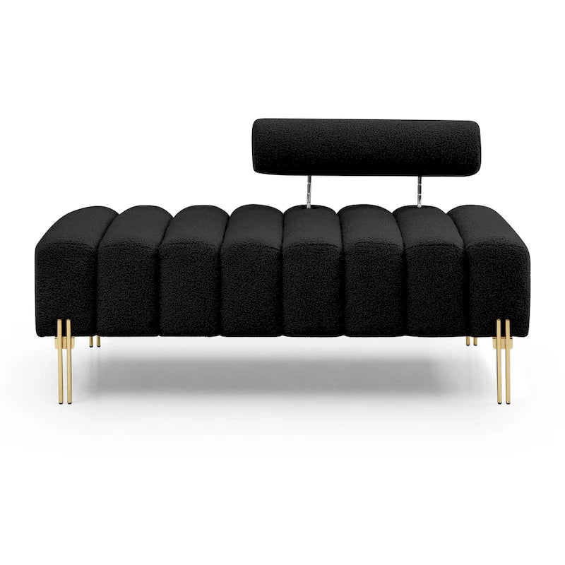 White Sherpa Upholstered Bench with Adjustable Backrest