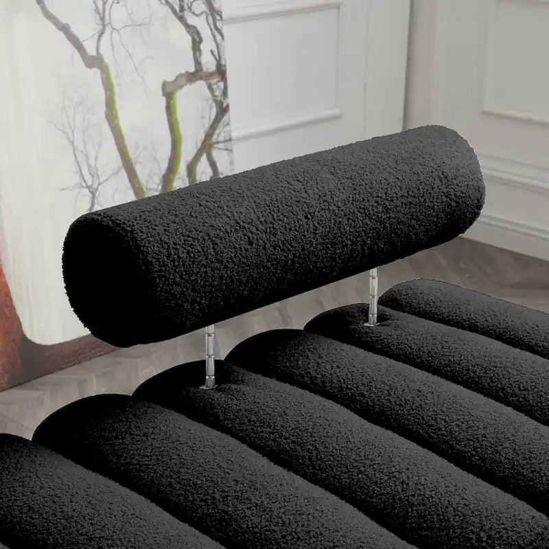 White Sherpa Upholstered Bench with Adjustable Backrest