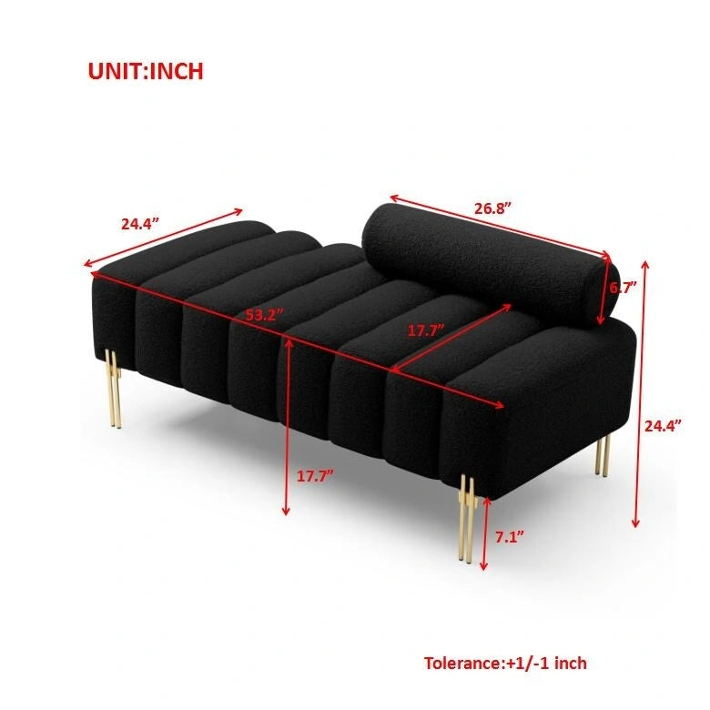 White Sherpa Upholstered Bench with Adjustable Backrest