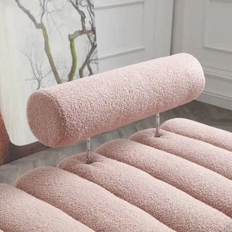 White Sherpa Upholstered Bench with Adjustable Backrest