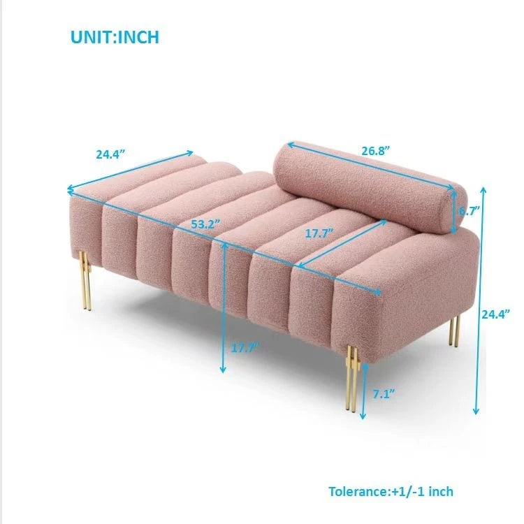 White Sherpa Upholstered Bench with Adjustable Backrest