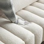 White Sherpa Upholstered Bench with Adjustable Backrest