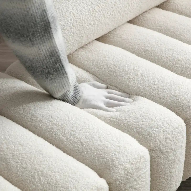 White Sherpa Upholstered Bench with Adjustable Backrest