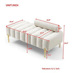 White Sherpa Upholstered Bench with Adjustable Backrest