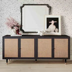 Rattan Sideboard Cabinet with Brass Details - 72" Wide - 2 Colors