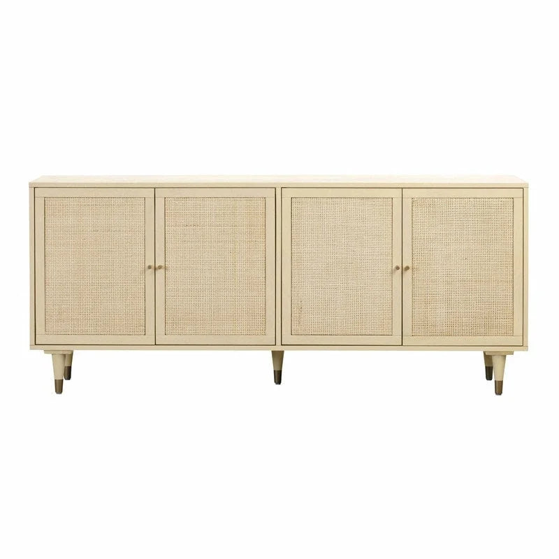 Rattan Sideboard Cabinet with Brass Details - 72" Wide - 2 Colors