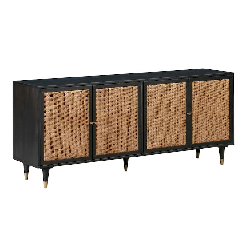 Rattan Sideboard Cabinet with Brass Details - 72" Wide - 2 Colors