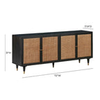 Rattan Sideboard Cabinet with Brass Details - 72" Wide - 2 Colors